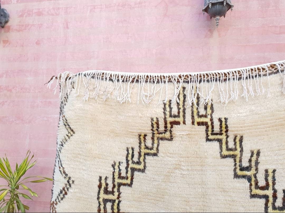 50% OFF CLOSING SALE Vintage morrocan Rug, unique beige Brown yellow Azilal rug, berber rug beni ourain rug boujad rug