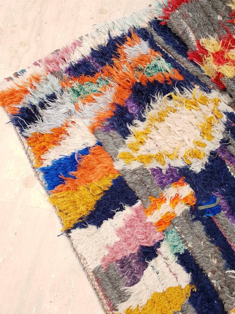 Vintage Moroccan Rug 3.5x7.5 Stunning Vintage Boujaad Rug, Berber Artistic Rug, bedroom rug, bedside rug, artistic rug