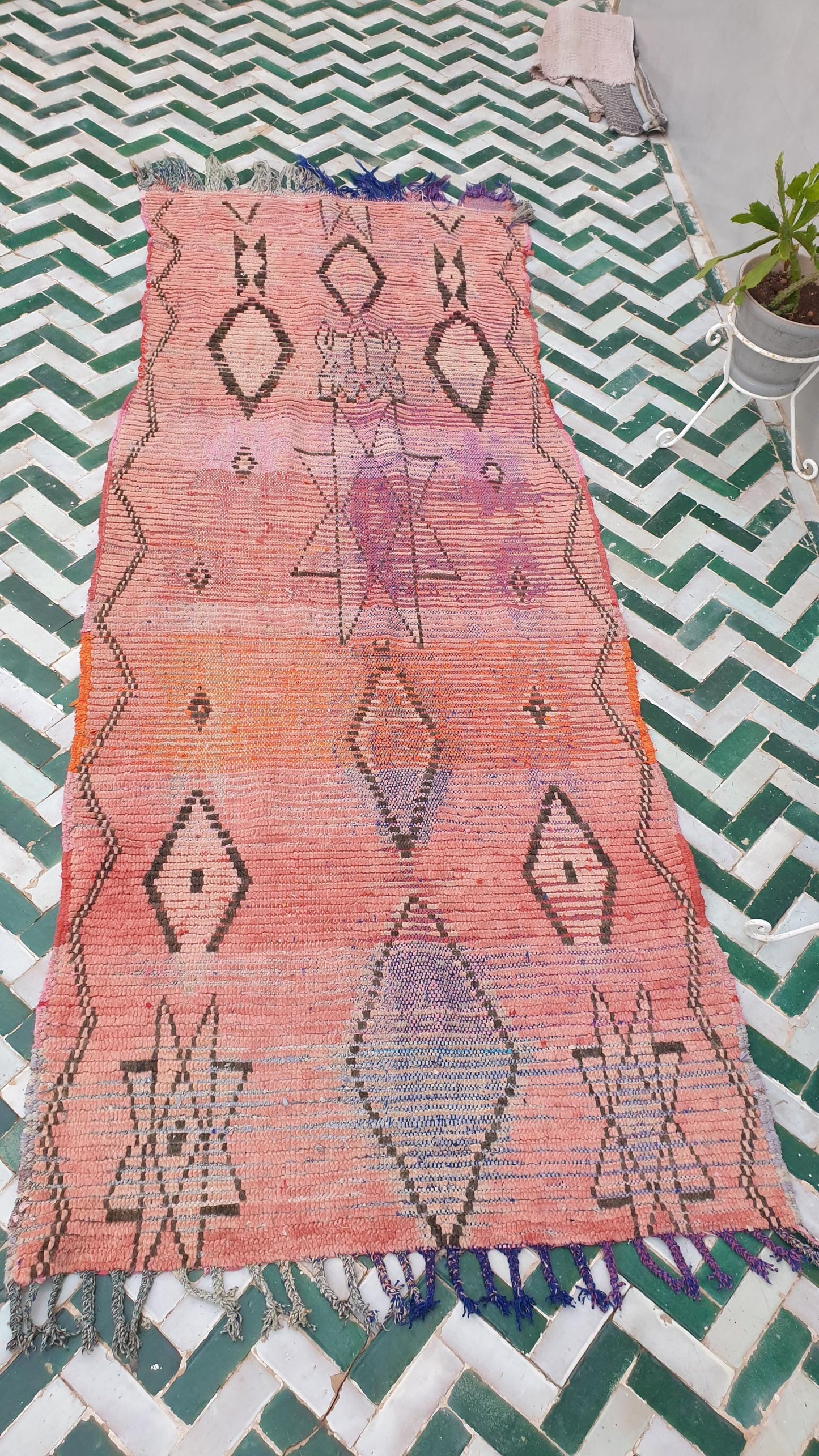 Beautiful  Peach runner rug geometric tribal rug