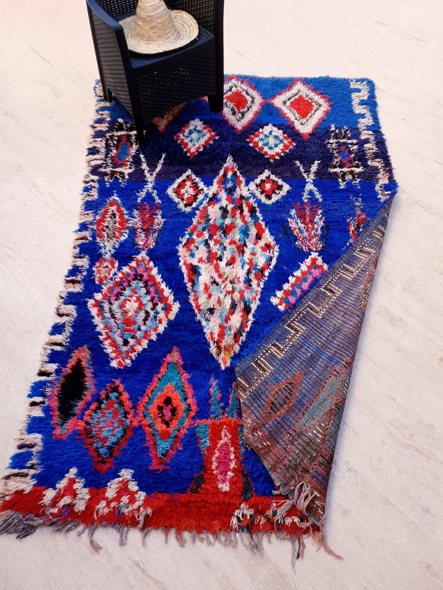 50% OFF CLOSING SALE Majestic Vintage Moroccan rug 5.2x8 "Blue Orchid" Unique Stunning blue Azilal Berber rug, boujaad rug boucherouite rug