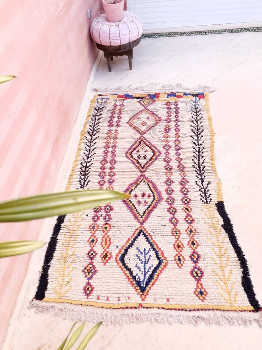 Vintage Moroccan rug 3.8x7.2 Azilal rug, midcentury berber morrocan rug bedroom rug living room rug boho rug boujaad rug