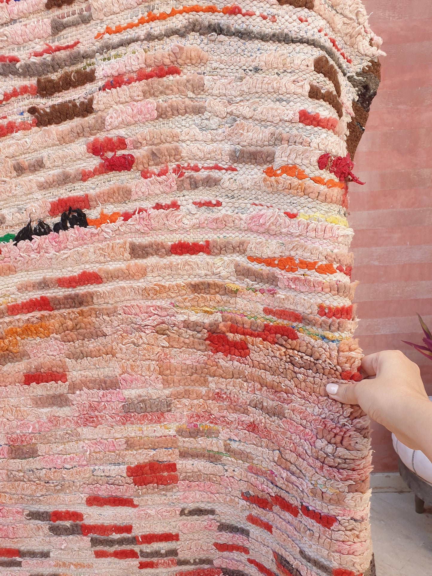 50% OFF CLOSING SALE Vintage Moroccan Rug 5.5x6.5 Stunning Checkered Boujaad Rug, blush berber rug, pink checkered Hallway Rug | accent rug