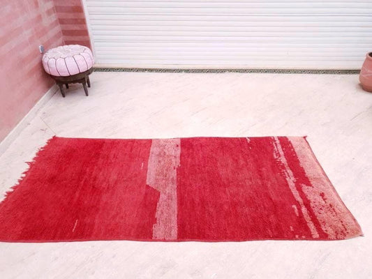 50% OFF CLOSING SALE Vintage Moroccan Rug 3.9x8.3 Stunning Antique Rug | Blush Pink Red Rug | Coral Boujaad rug | Minimalistic berber rug