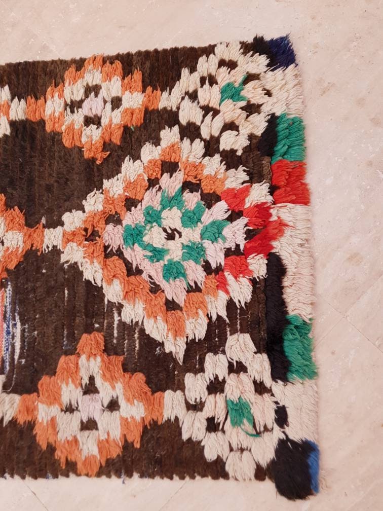 50% OFF CLOSING SALE Vintage Moroccan Rug 2.6x9.2 Brown Boho retro runner Rug Morrocan rug  bedroom rug, living room rug boujaad accent rug