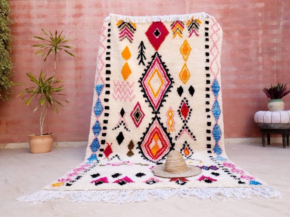 Fine Moroccan rug, 5x8.5 Original Artist rug BY ME, Azilal rug Designer rug Berber colorful rug morrocan rug Bedroom rug living room rug