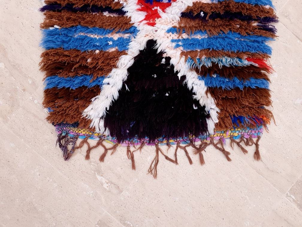 Vintage Moroccan Rug 1.7x6.1 Super Pretty Runner Rug Abstract Boujaad Rug | Berber Boucherouite Hallway Rug|
