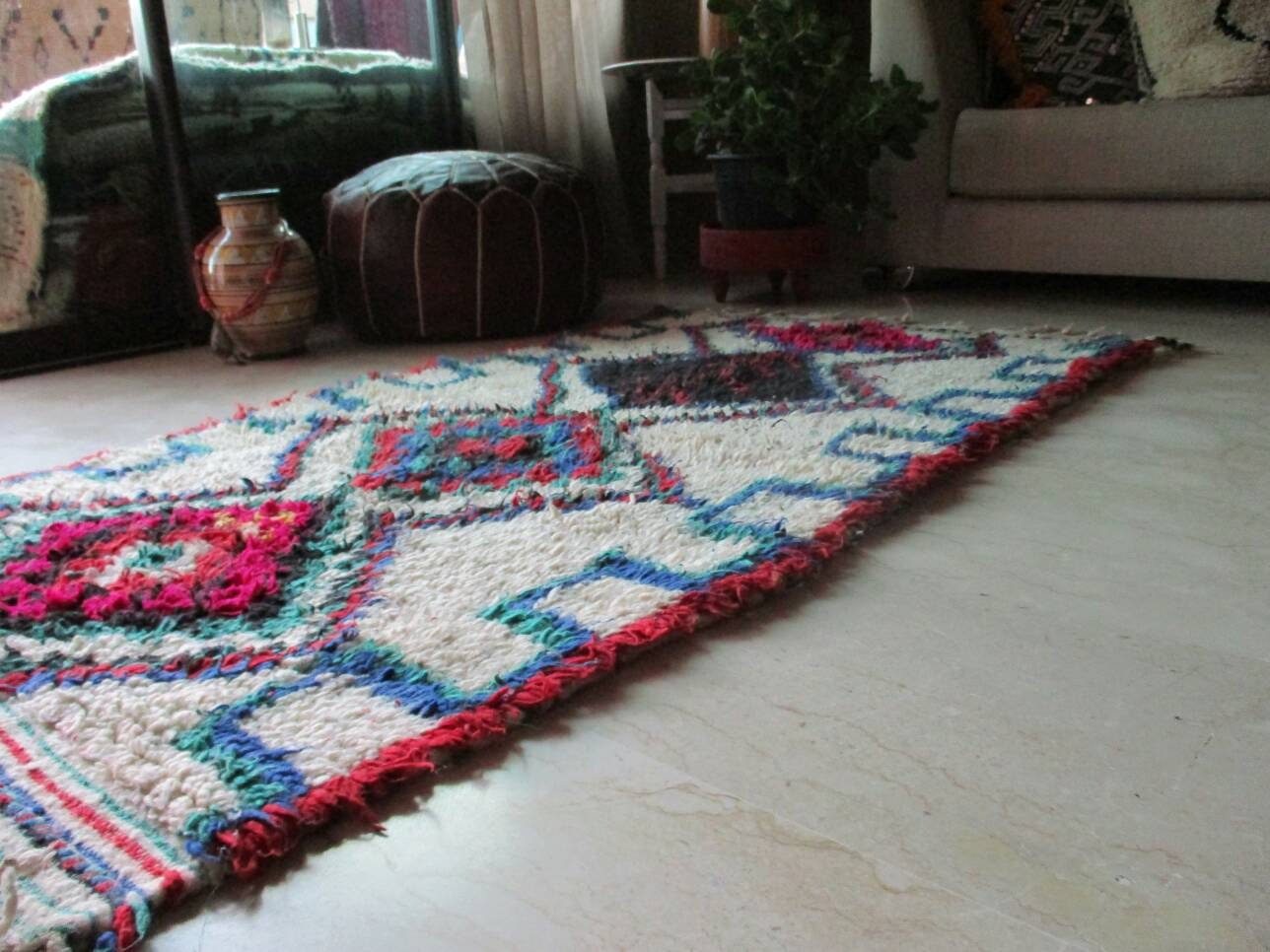 Vintage Azilal rug 3.3x6.5 Moroccan Rug, Runner Rug, Berber Rug, bedroom rug, living room rug, bedside rug, bohemian rug, tribal rug