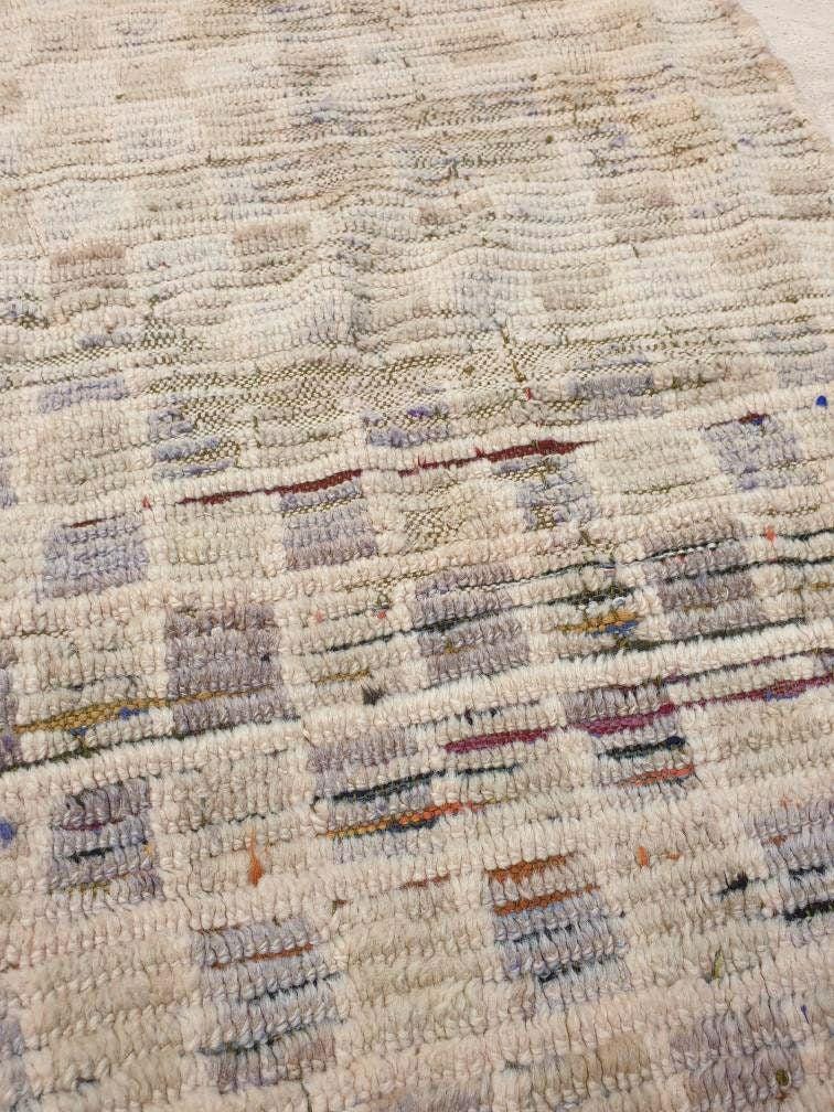 Vintage Moroccan rug 2x5.5 Gorgeous Blush Beige Red Grid Checkered rug | Boujaad hallway rug boujad statement piece