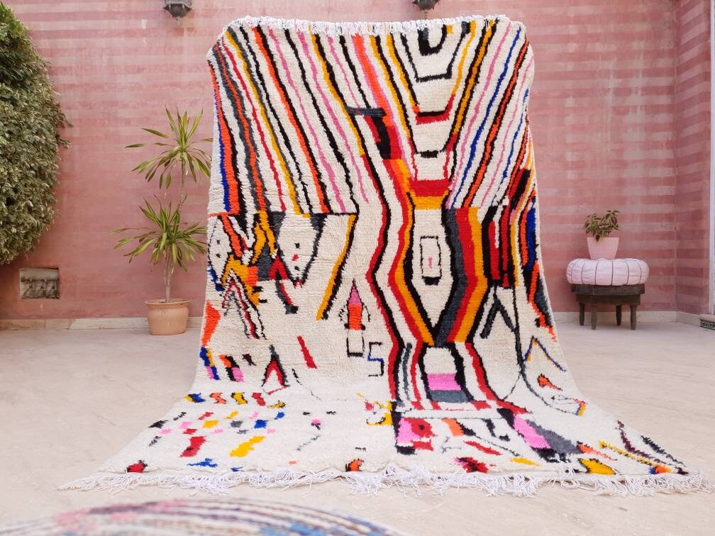 Fine Moroccan Rug 5.5x9 Soft Designer by ME Berber Azilal Rug, beni ourain rug, Authentic rug Nursery rug bedroom rug  living room rug