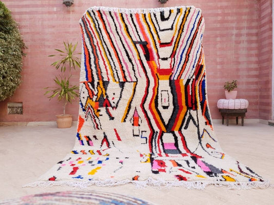 Fine Moroccan Rug 5.5x9 Soft Designer by ME Berber Azilal Rug, beni ourain rug, Authentic rug Nursery rug bedroom rug  living room rug