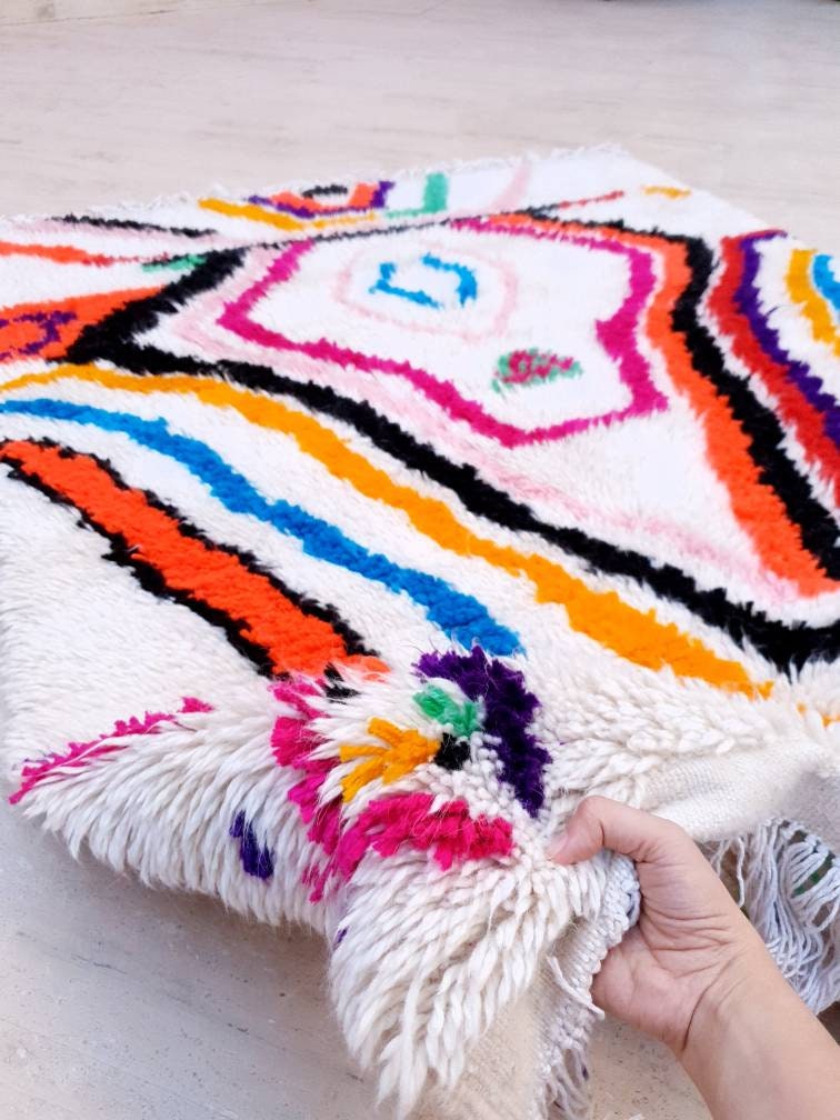 Finest Moroccan rug 4.3x5.9 Gorgeous  Authentic Azilal rug, Softest Berber rug, Colorful bedroom rug bedside rug Abstract rug