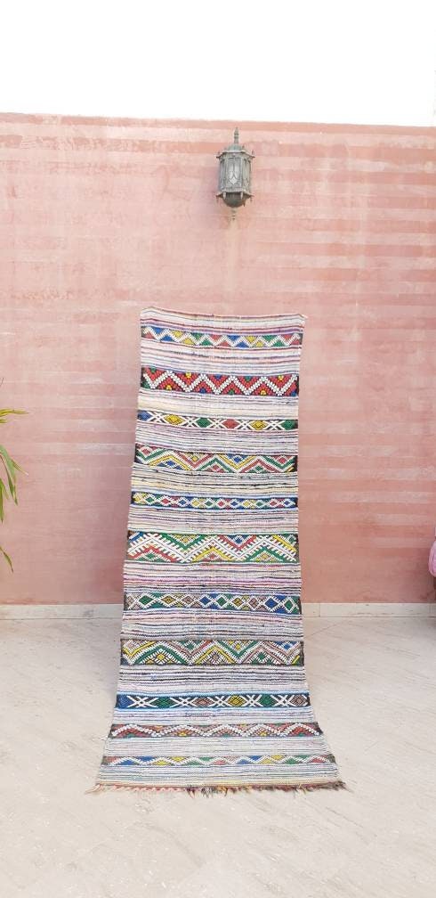 Vintage Moroccwn rug, Kilim Rug 2.9x8.7 Vintage Morrocan kilim Rug, berber rug bedroom rug living room rug boho rug hallway rug boujaad rug