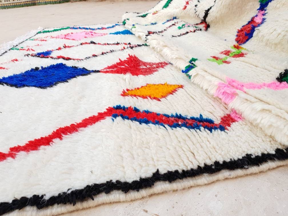 Moroccan rug soft Azilal rug 4.6x7.2 most authentic berber morrocan rug, "Fati Flower" bedroom rug living room rug nursery rug boho rug