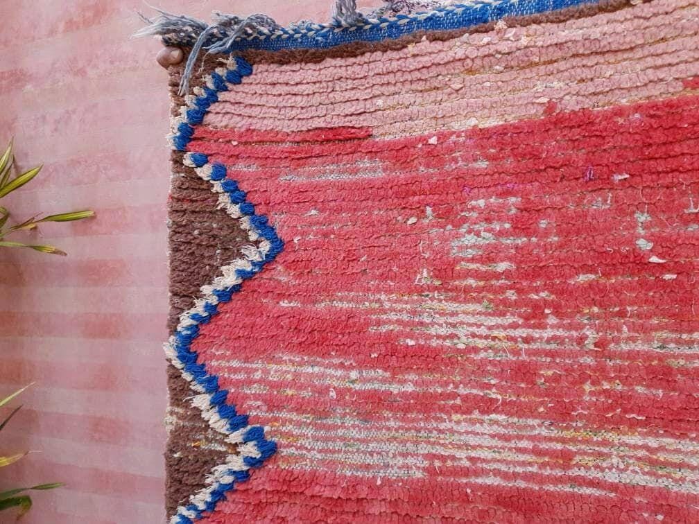 50% OFF CLOSING SALE Vintage Moroccan Rug 2.9x7.2 blush red Boujaad rug Unique runner Rug, bedroom rug, living room rug pink accent rug