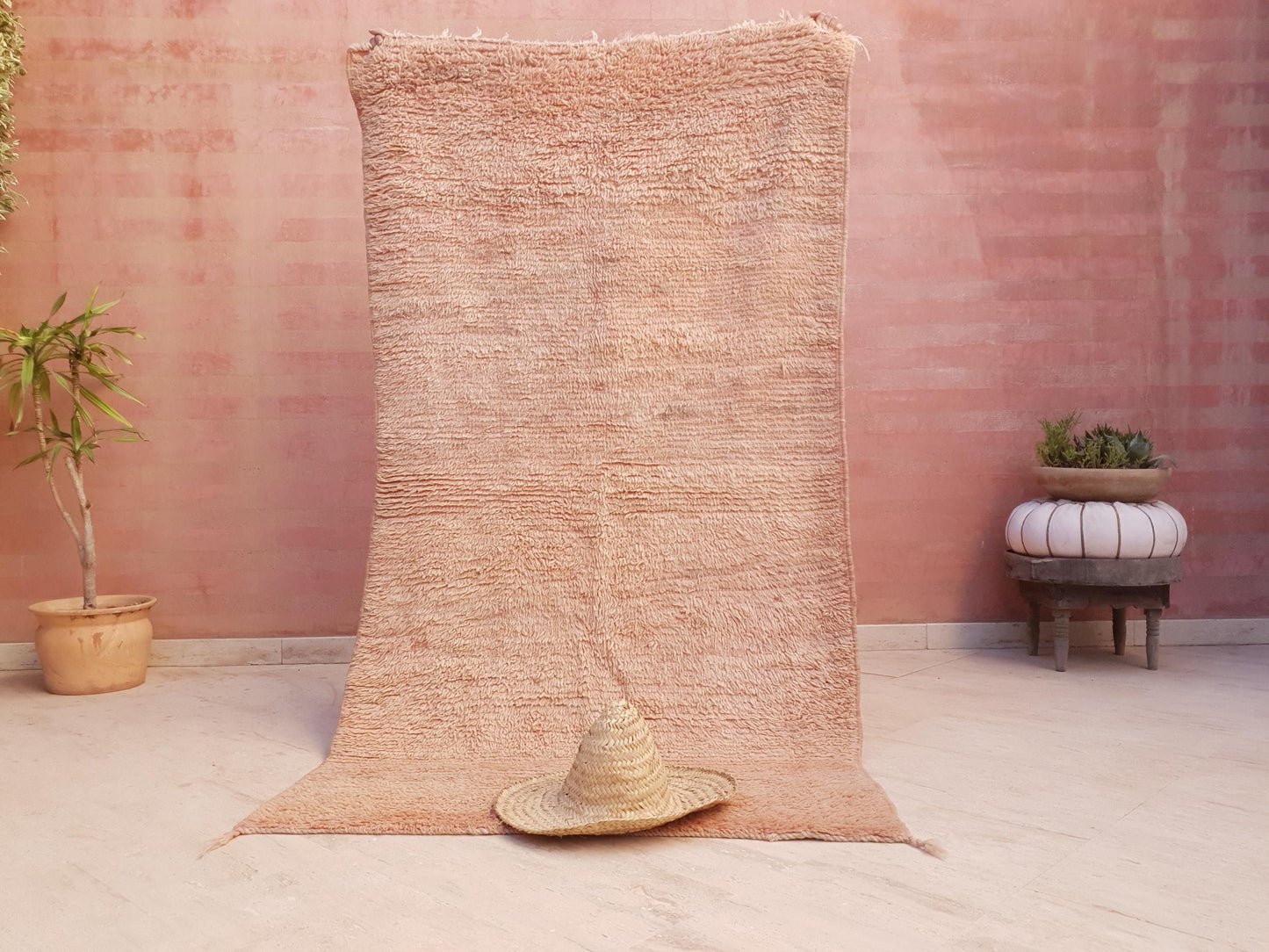 Vintage Moroccan Rug Gorgeous Blush Pink Peac Boujaad rug 3.8x7.2 Sands unique blush soft tones rug, bedroom beni ourain rug faded solid rug