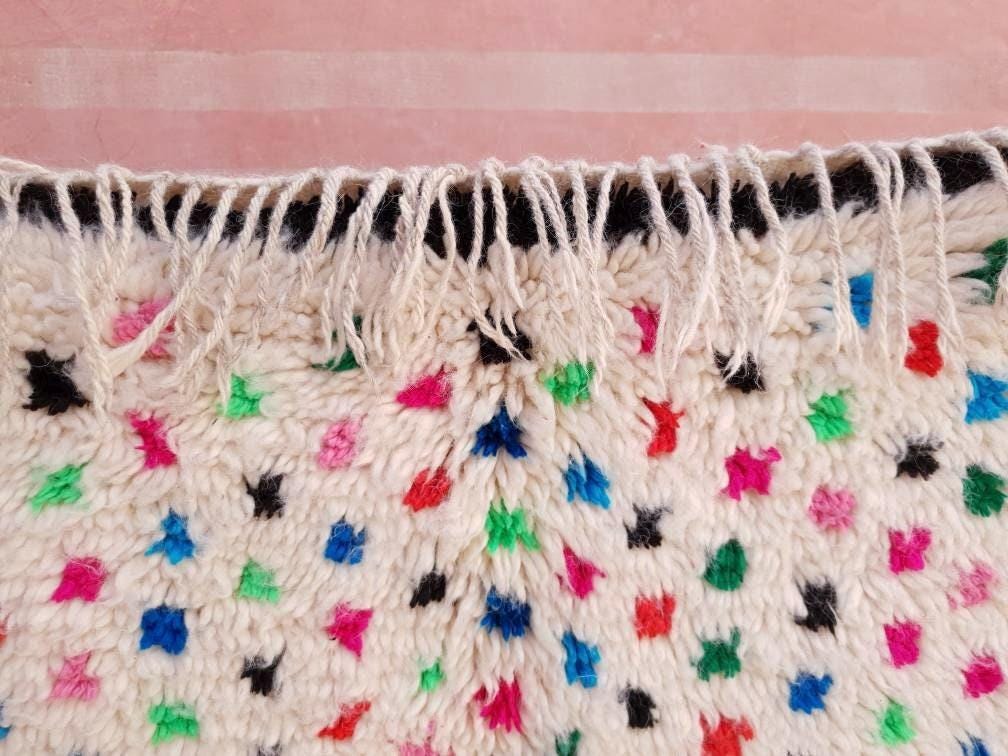 Finest Moroccan Rug 3.2x4.8 Soft Azilal Rug "Confetti" Authentic Berber carpet Nursery morrocan Rug Beni Ourain rug, living room rug