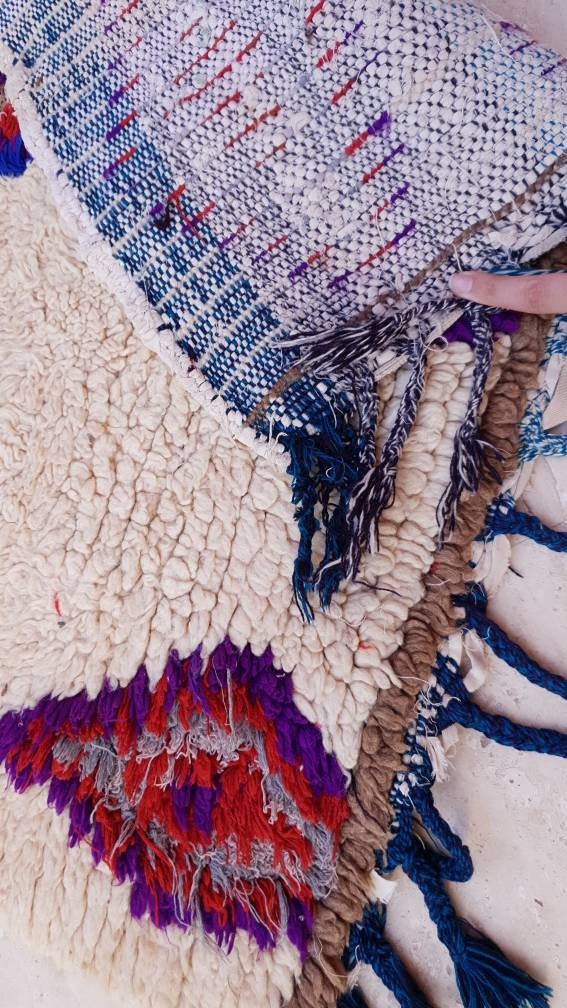 Vintage Moroccan rug, Unique Statement hallway rug, beige Cream runner rug, brown boujaad rug, boucherouite rug, morocco rug