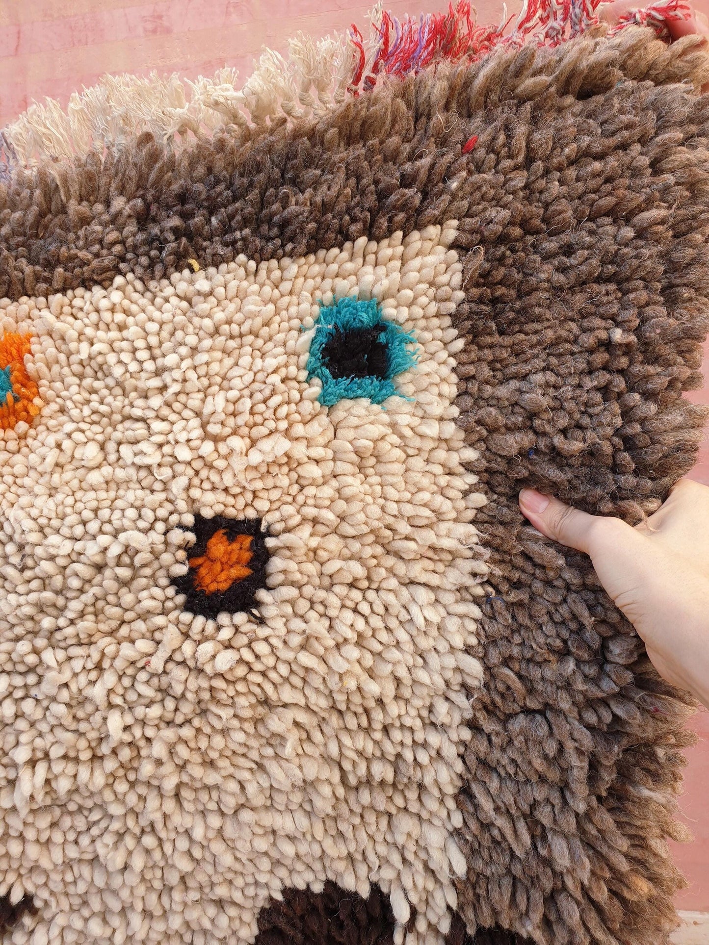 Stunning vintage moroccan rug 4.4x8 ft Abstract brown tribal rug, Brown beige neutral handmade rug