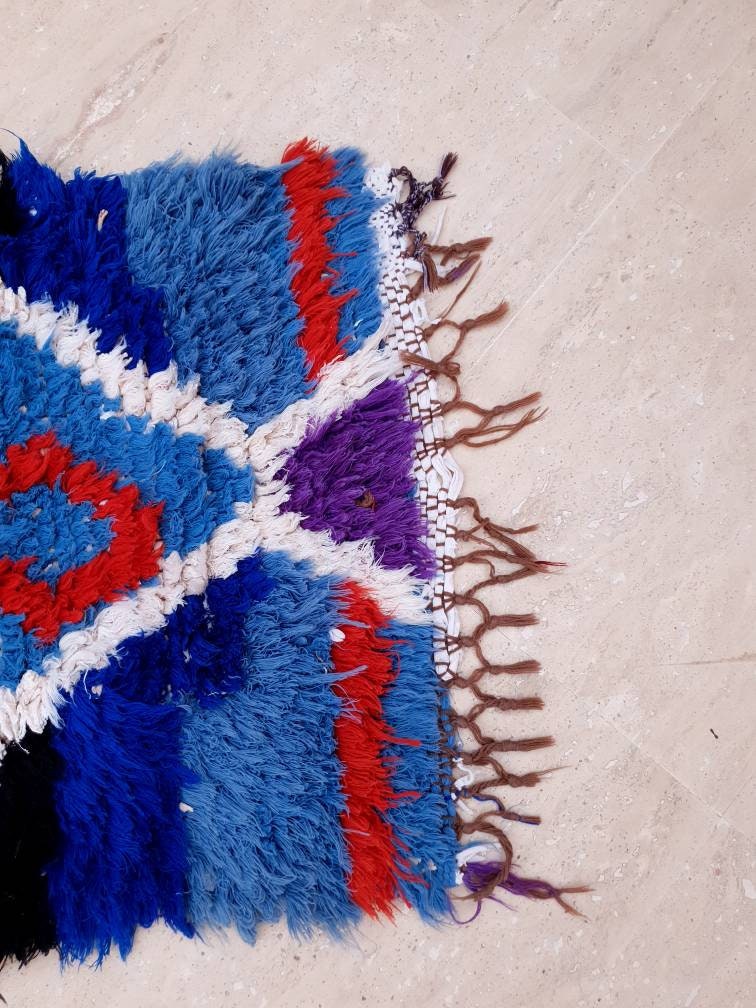 Vintage Moroccan Rug 1.7x6.1 Super Pretty Runner Rug Abstract Boujaad Rug | Berber Boucherouite Hallway Rug|