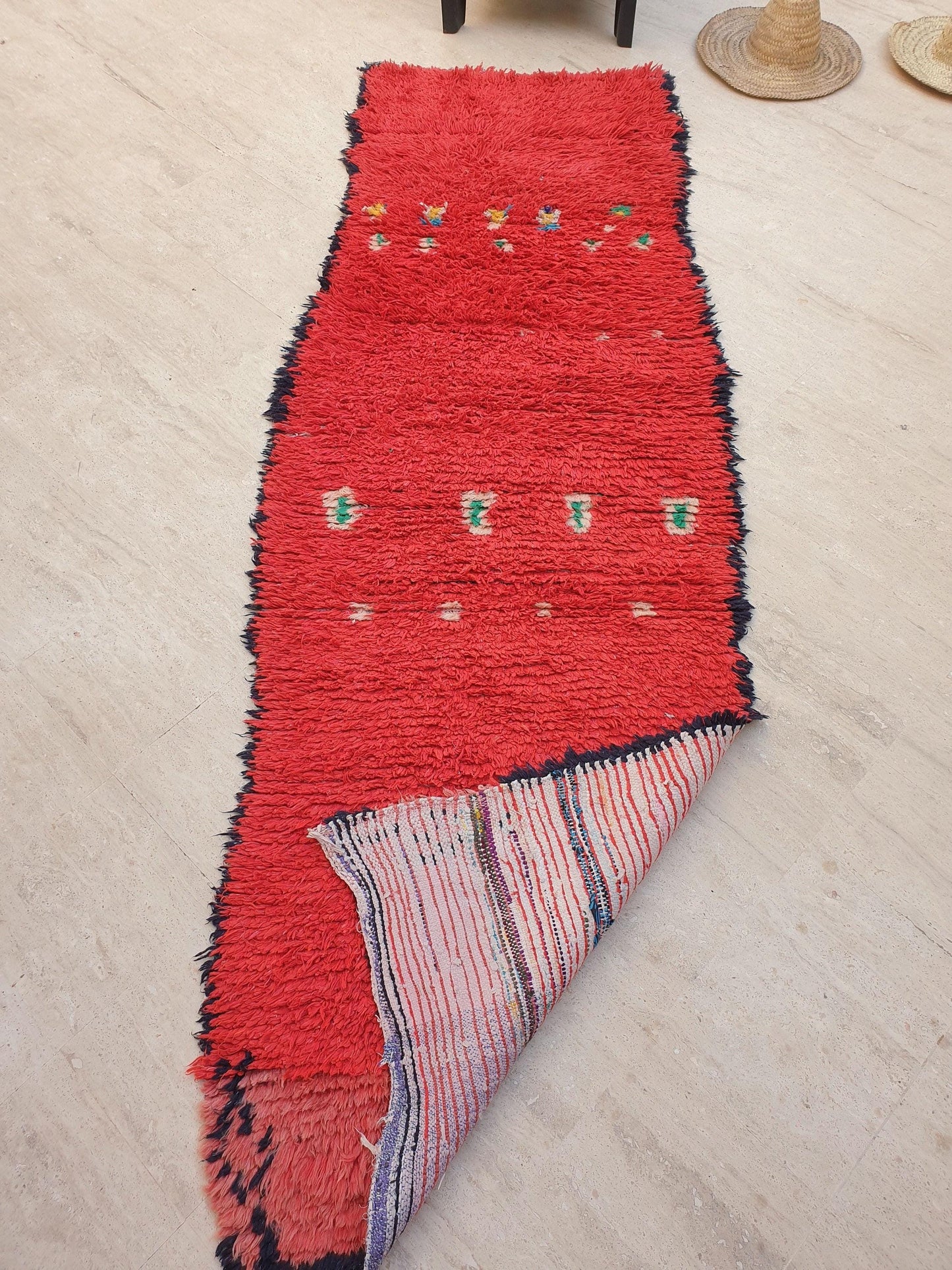 50% OFF CLOSING SALE Vintage Moroccan Rug 3x9.2 Gorgeous Unique Red Boujaad Statement Runner Rug, red living room rug Abstract rug