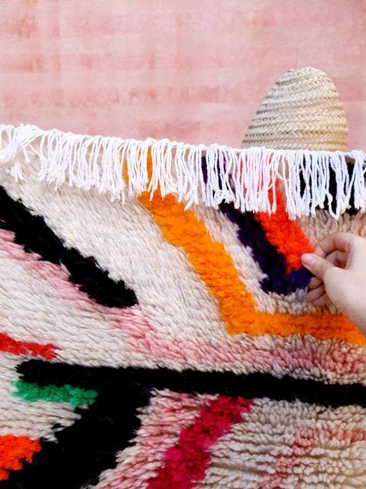 Finest Moroccan rug 4.3x5.9 Gorgeous  Authentic Azilal rug, Softest Berber rug, Colorful bedroom rug bedside rug Abstract rug