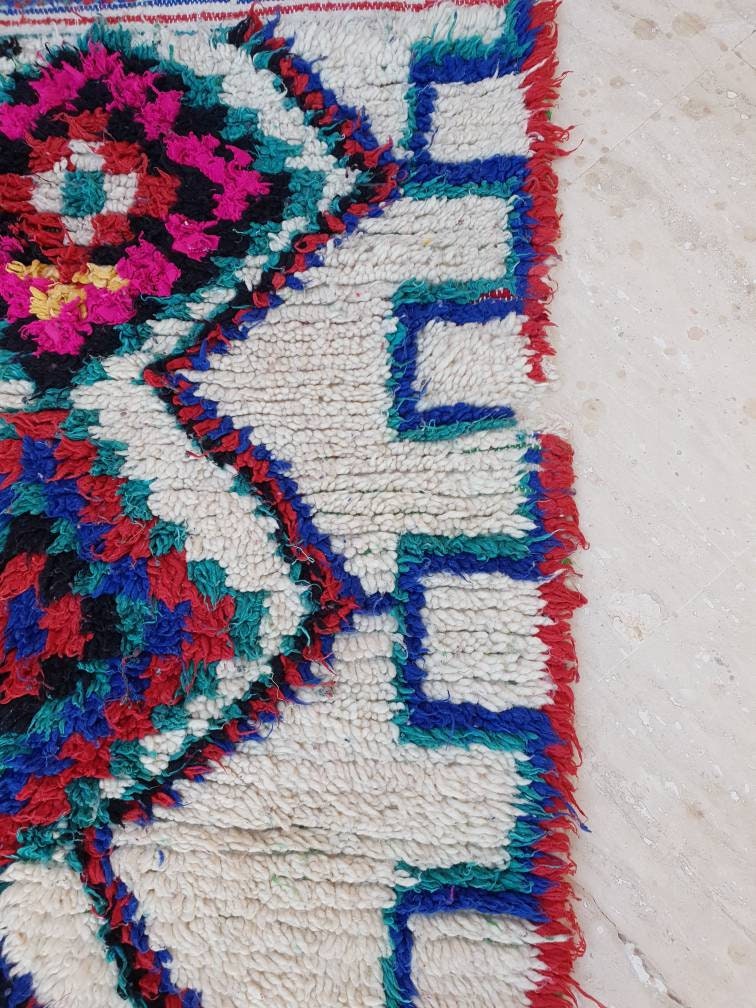 Vintage Azilal rug 3.3x6.5 Moroccan Rug, Runner Rug, Berber Rug, bedroom rug, living room rug, bedside rug, bohemian rug, tribal rug