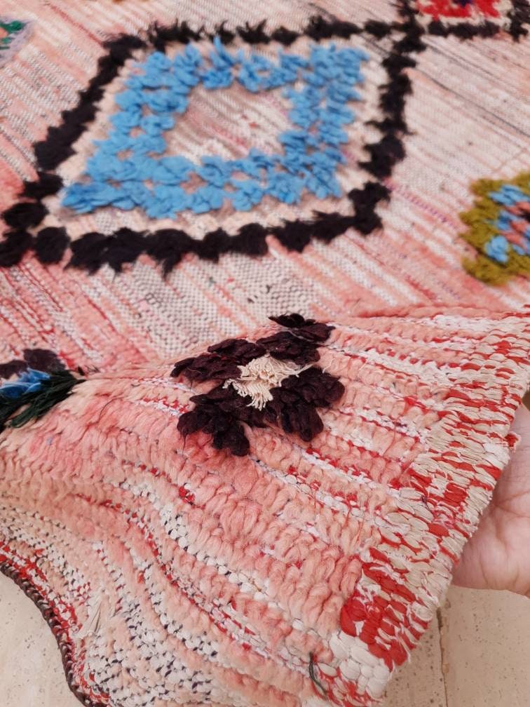 50% OFF CLOSING SALE Vintage Moroccan Rug 3.5x9.5 boujaad runner rug blush pink rug living room rug hallway rug bedroom rug pink rug