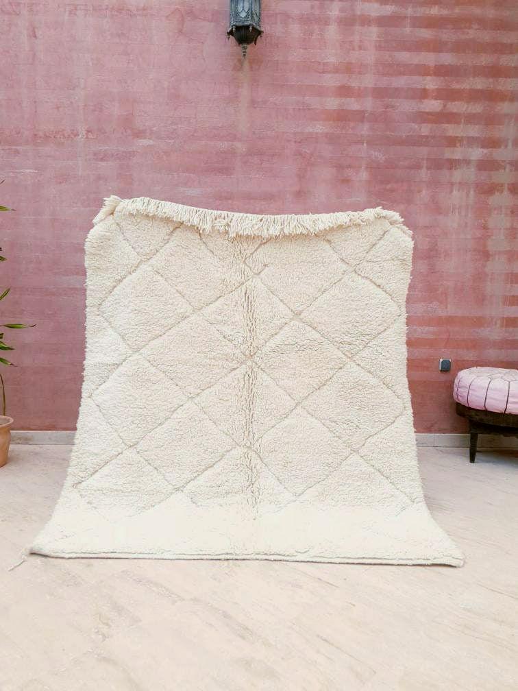 Thick Moroccan Rug 5.3x6.1 Genuine Beni Ouarain rug, Perfect Living Room, Bedroom or Nursery Rug