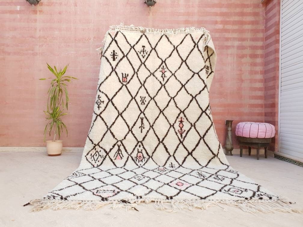 Unique Morrocan Rug 6.1x10 by Me, fine wool rug Moroccan Artist rug bedroom rug living room rug, finest wool rug beni ourain rug, azilal rug