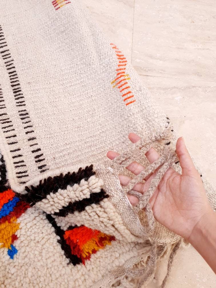 Gorgeous Moroccan Rug 5.5x8.8 by ME, designer Soft Berber Azilal Rug, beni ourain rug, Nursery rug bedroom rug