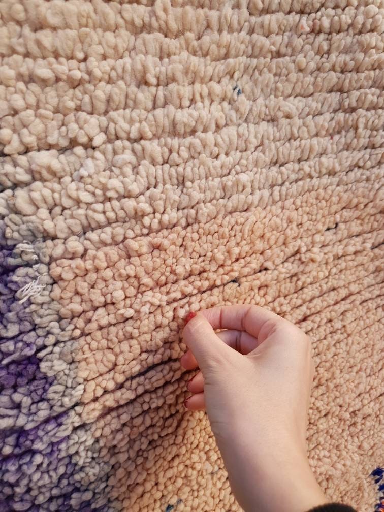 Vintage Moroccan Rug 4.8x9.6 Gorgeous blush Pastels Boujaad rug large boujad rug, Peach wool carpet