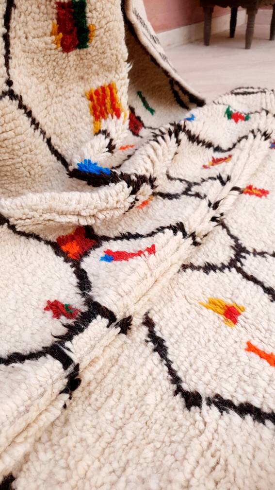 Gorgeous Moroccan Rug 5.5x8.8 by ME, designer Soft Berber Azilal Rug, beni ourain rug, Nursery rug bedroom rug