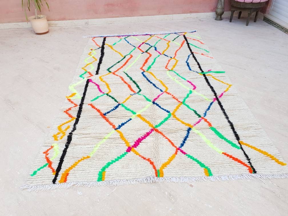 50% OFF CLOSING SALE Authentic Moroccan Rug 5x8 Fine Berber Azilal Rug unique Authentic Moroccan Wool rug soft bedroom rug living rug