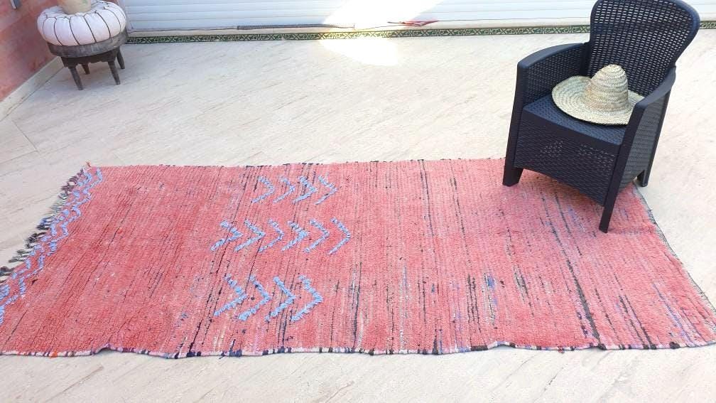 50% OFF CLOSING SALE Vintage Moroccan Rug 4.1x9.2 gorgeous Pink rug Boujaad rug Tribal berber rug boujad rug Cyan Pink berber rug