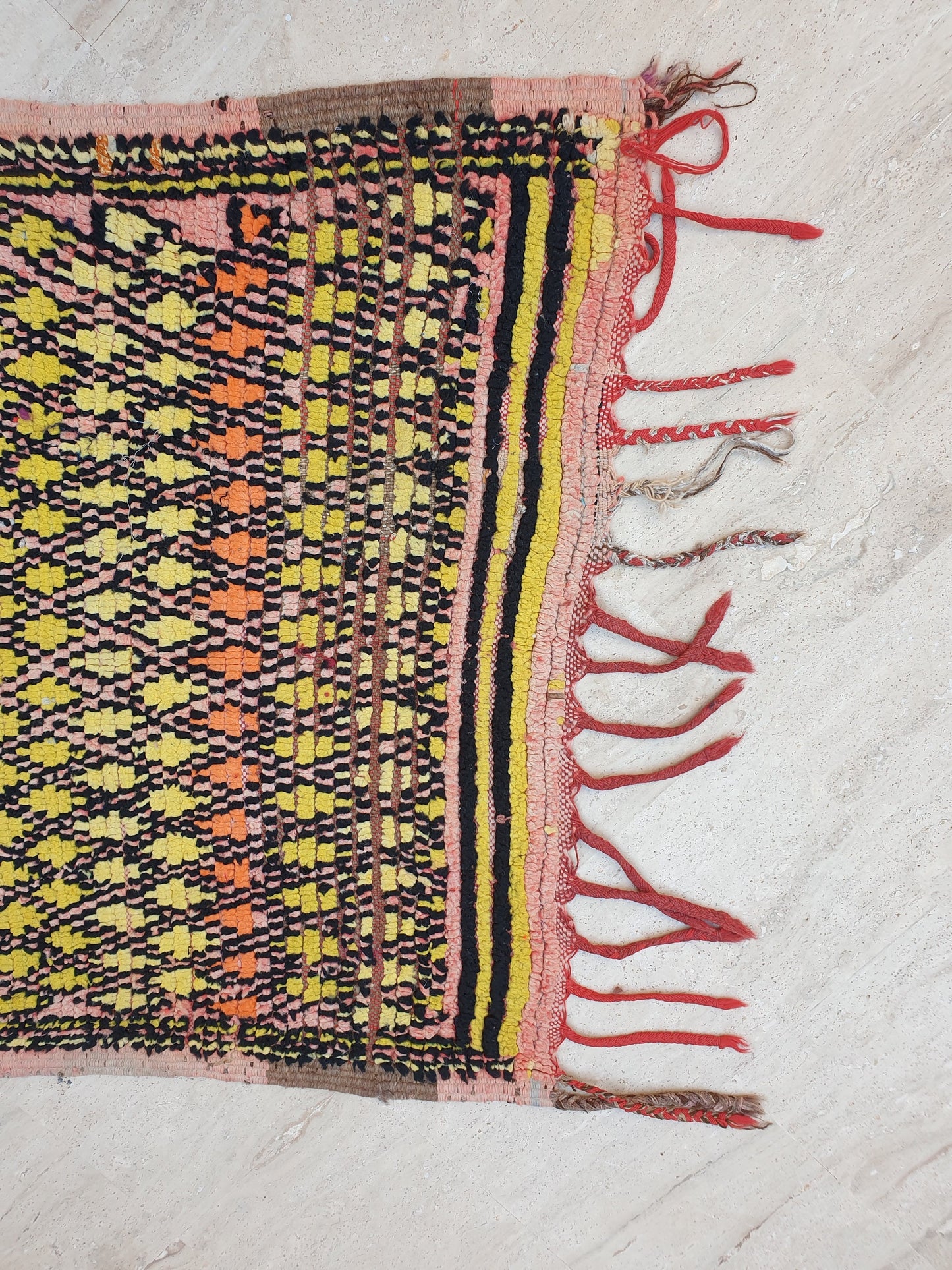 Vintage Moroccan Rug 3.5x11.5 Stunning Antique Boujaad Rug Enthralling Boujad, Pink Peach Rug, tribal rug