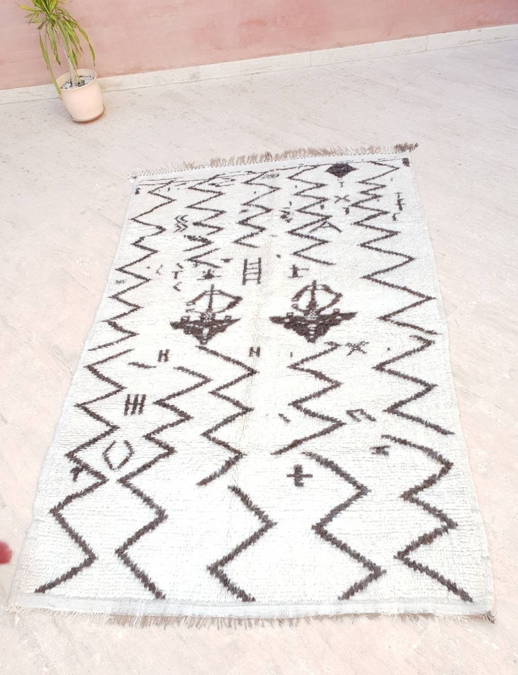 50% OFF CLOSING SALE Moroccan Rug 4.7x7.5 Natural rug Fine Beni Ourain Rug, fluffy living room rug bedroom rug nursery rug black neutral rug