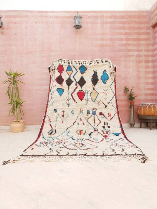 50% OFF CLEARANCE SALE Fine Moroccan rug 5.5x9.5 Gorgeous Azilal rug beautiful Fluffy Wool Moroccan Rug, Handmade Living Room berber rug