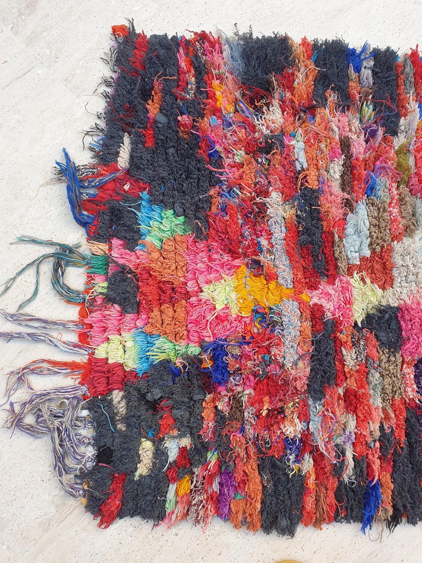 Beautiful Moroccan runner rug 2.8x6.6 Colorful Boucherouite Rug, Tribal Morocco accent rug