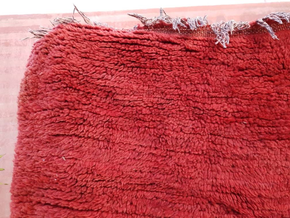 50% OFF CLOSING SALE Vintage Moroccan Rug 3.3x10 Velvet Gorgeous Boujaad red runner rug, Artistic Hallway rug, Unique red runner rug