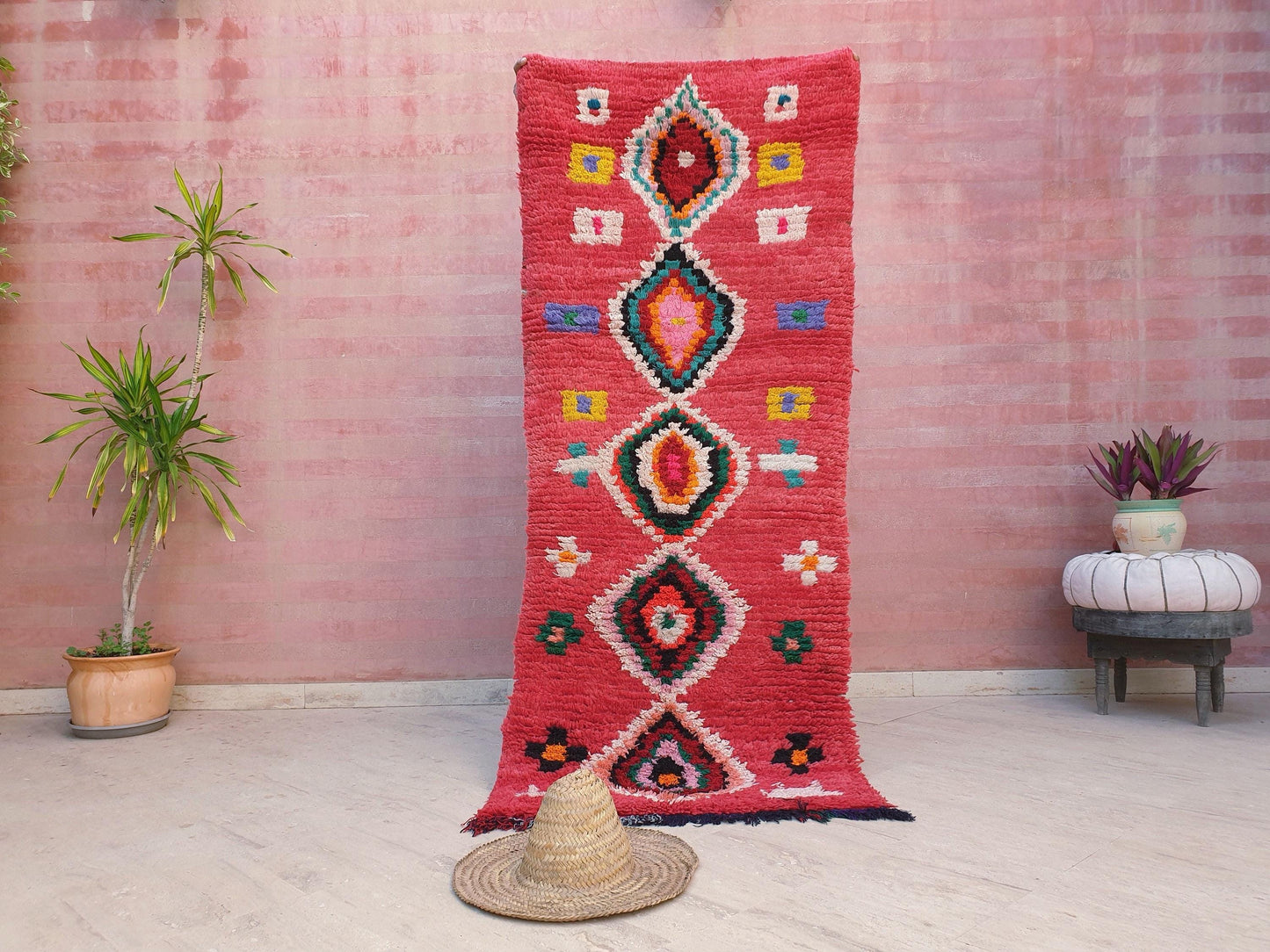 50% OFF CLOSING SALE Moroccan Runner Rug 3x7 Super Pretty Colorful Boujaad rug "HappY"  Super unique soft rug living room rug