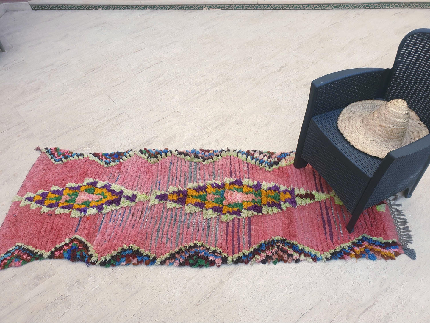 Gorgeous Moroccan rug 2.7x7.2 pink runner rug, Boujaad blush rug, colorful lovely boujaad rug, hallway rug, bedroom rug