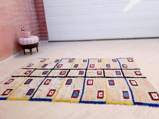 Vintage Moroccan Rug | 5.2x8.2 Stunning Boujaad rug Unique blush rug pastels  rug boujaad living room berber rug
