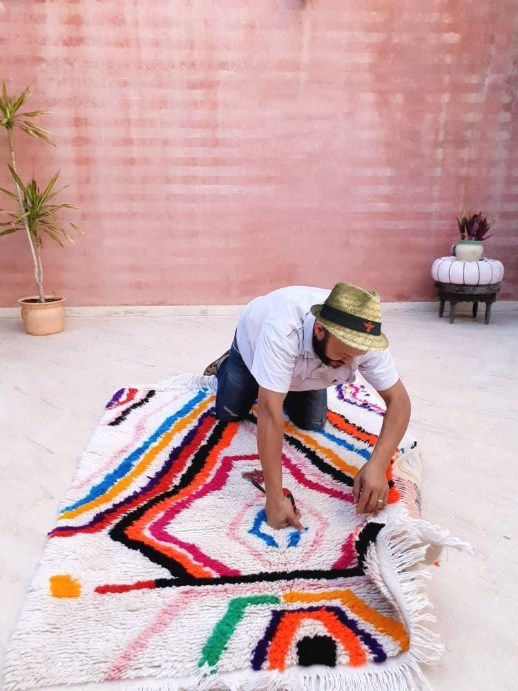 Finest Moroccan rug 4.3x5.9 Gorgeous  Authentic Azilal rug, Softest Berber rug, Colorful bedroom rug bedside rug Abstract rug