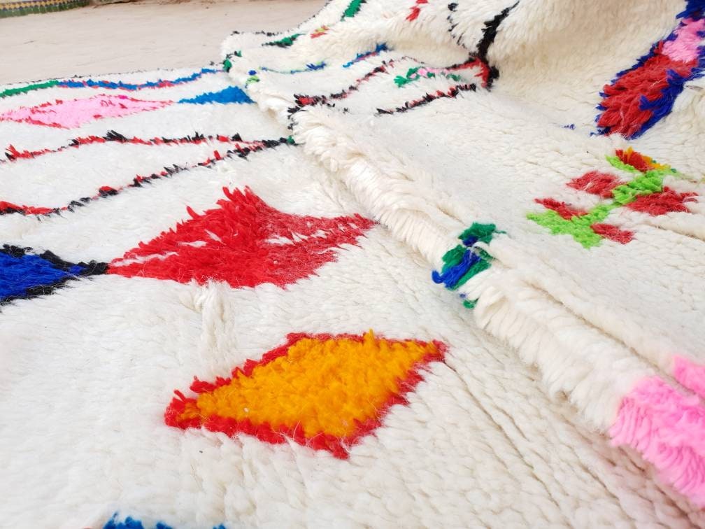 Moroccan rug soft Azilal rug 4.6x7.2 most authentic berber morrocan rug, "Fati Flower" bedroom rug living room rug nursery rug boho rug