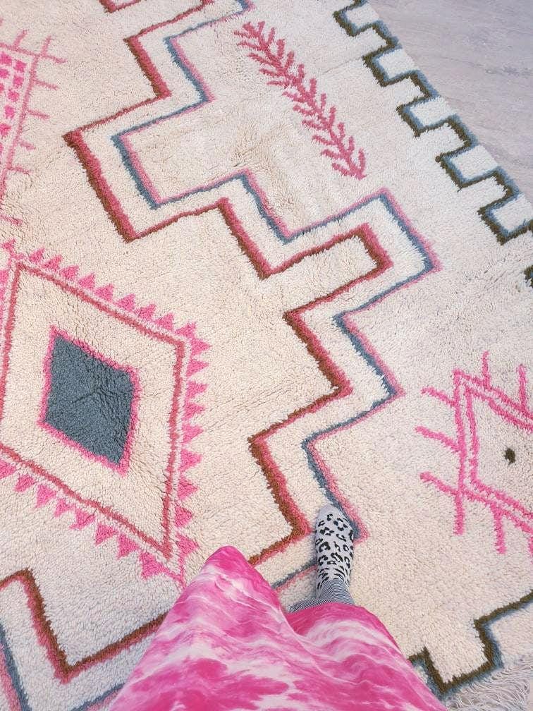 Stunning Moroccan Rug 8.6x10.1 Softest  Azilal Rug, By Me Authentic Atlas Wool Rug, arge berber Pink bedroom rug