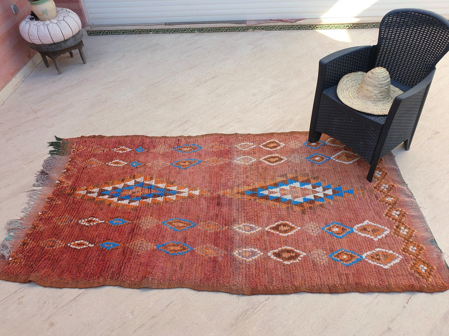 50% OFF CLOSING SALE Precious Vintage Moroccan Rug 4.3x8 "Cinnamon Delight" Brown boujaad rug, terracota earth tones rug