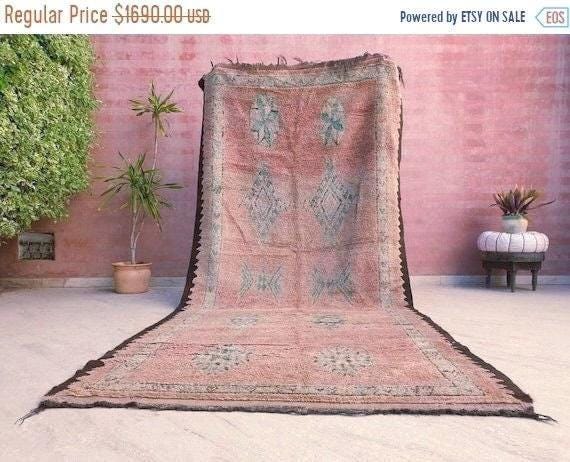 50% OFF CLOSING SALE Gorgeous Vintage Moroccan Rug 5.2x11.3 marvelous pastels beige teal rug Boujaad rug large berber peach boujad rug