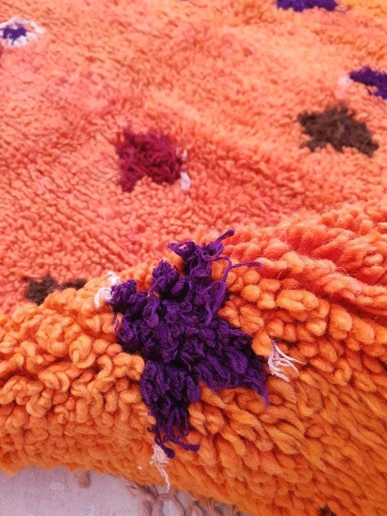 50% OFF CLOSING SALE Vintage Moroccan Rug 4.7x8.3 stunning orange papaya boujaad rug, Vintage Beni Ourain Rug bedroom rug, living room rug