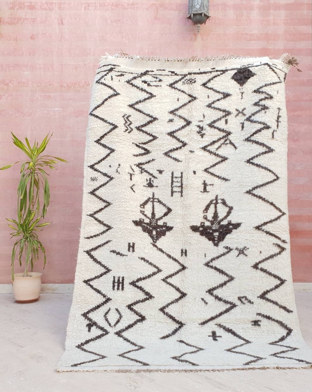 50% OFF CLOSING SALE Moroccan Rug 4.7x7.5 Natural rug Fine Beni Ourain Rug, fluffy living room rug bedroom rug nursery rug black neutral rug