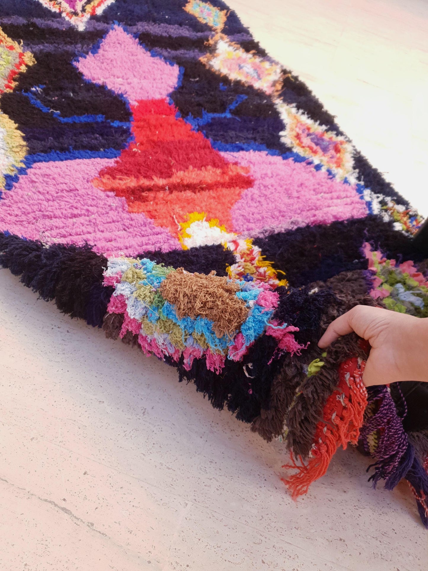 Stunning Moroccan Rug 3.2x5.9 LADY IN RED Gorgeous tribal Rug | Artistic Berber Rug | colorful boujaad Rug | office rug | Blush Boujaad Rug